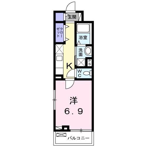 近鉄大阪線 名張駅 徒歩11分 3階建 築5年(1K/2階)の間取り写真