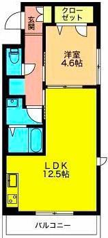 アストル間門(1LDK/3階)の間取り写真