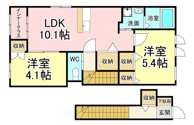 ラピュタ宮前(2LDK/2階)の間取り写真