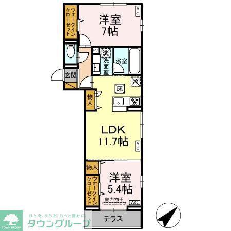 フレアII(2LDK/1階)の間取り写真