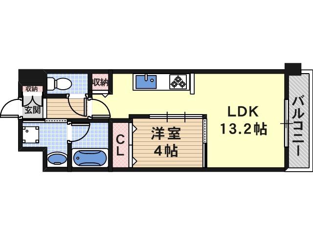 ラフェスタ真田山(1LDK/1階)の間取り写真