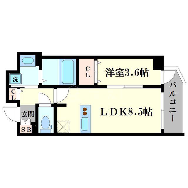 ララプレイス難波ガルテン(1LDK/11階)の間取り写真
