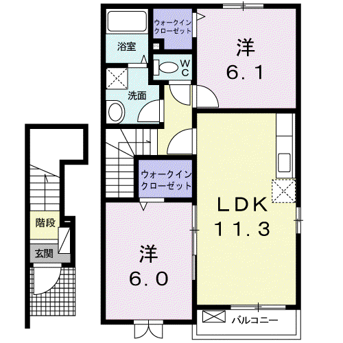ガーデンハウス フリーデ(2LDK/2階)の間取り写真