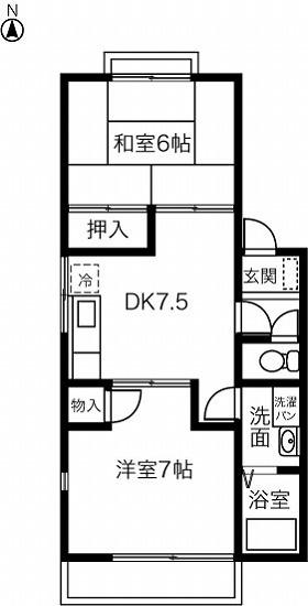 パークハウスITO A(2DK/2階)の間取り写真