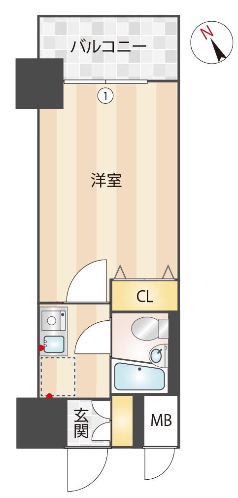 エスリード北梅田第2(1K/5階)の間取り写真