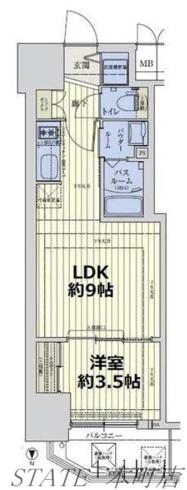 スワンズシティ谷町ブリエ(1DK/14階)の間取り写真