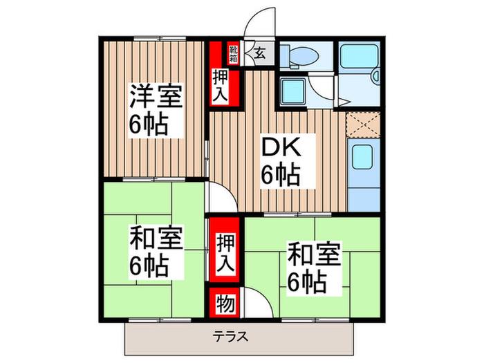 大野コーポ(3DK/1階)の間取り写真