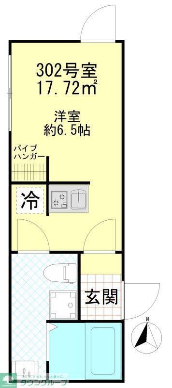 ポタッシュ川崎大師(ワンルーム/3階)の間取り写真