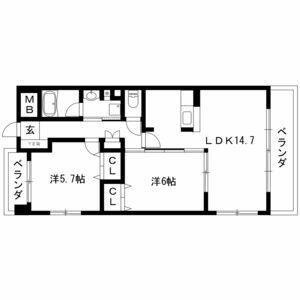 サンマール鳥居通(2LDK/2階)の間取り写真