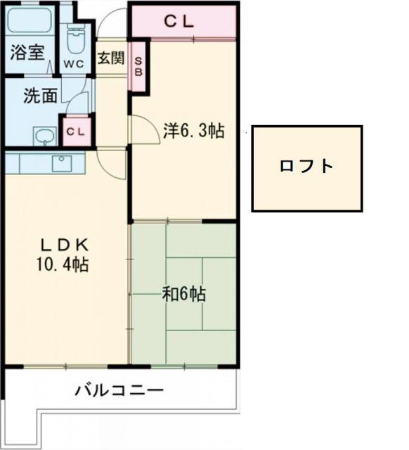 メゾン川口(2LDK/4階)の間取り写真
