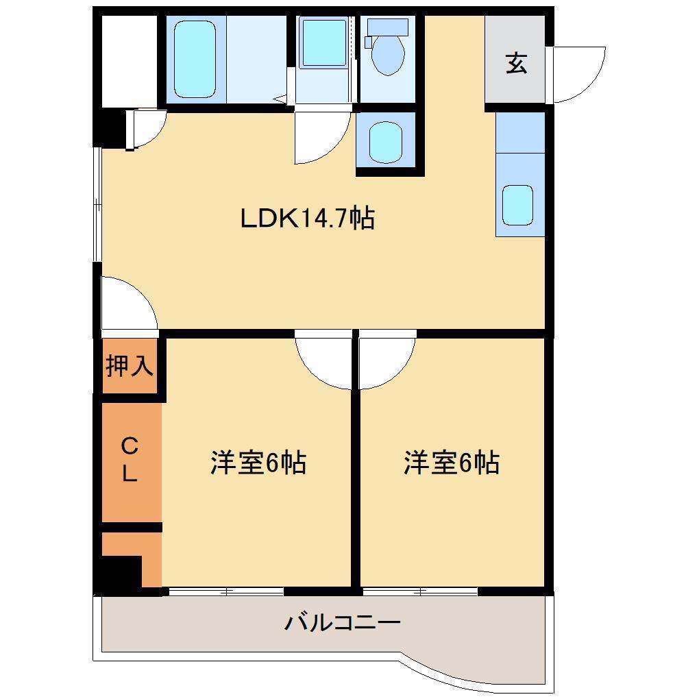 アーバンコート庄内弐番館(2LDK/1階)の間取り写真