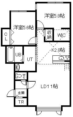 沼田MS(2LDK/2階)の間取り写真