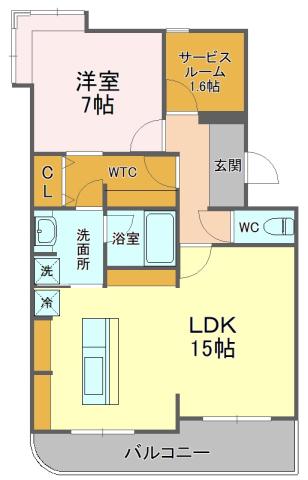 ニューサンハイツ中田(1SLDK/1階)の間取り写真