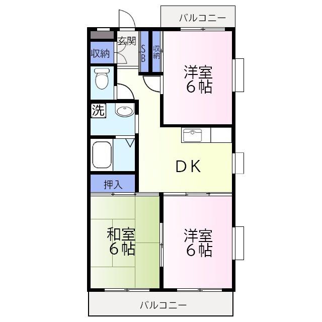 ロイヤル谷津(3DK/5階)の間取り写真