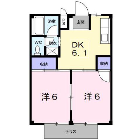 シティハイツ伊藤(2DK/1階)の間取り写真