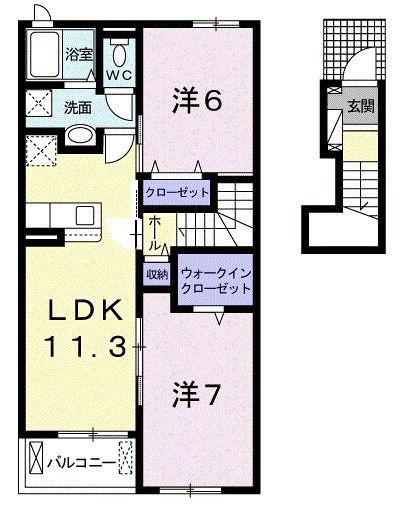 ラフレシールI(2LDK/2階)の間取り写真