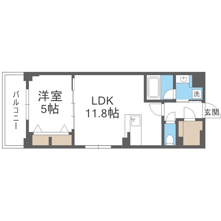 ESTAGEO関目高殿(1LDK/7階)の間取り写真