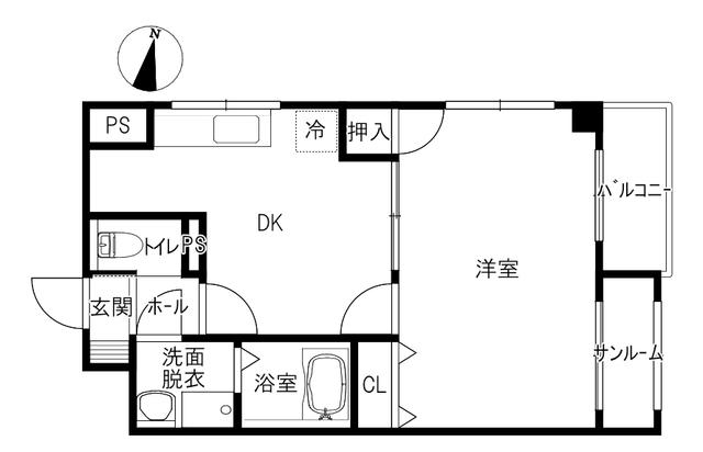 VILLAエスポワール(1DK/1階)の間取り写真