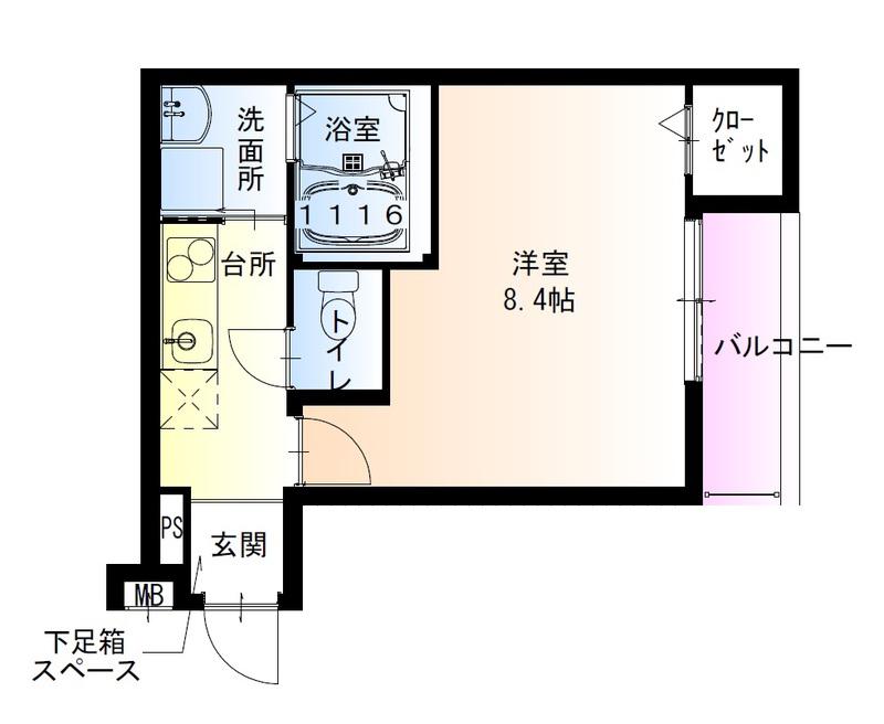 フジパレス和泉府中Ⅱ番館(1K/1階)の間取り写真