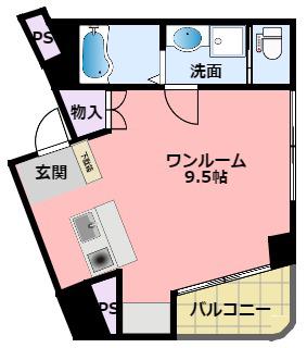 シャンティよねや(ワンルーム/4階)の間取り写真