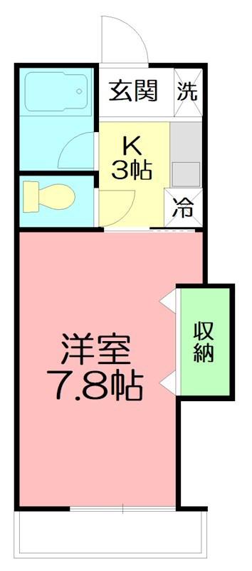 スクエアコート(1K/1階)の間取り写真