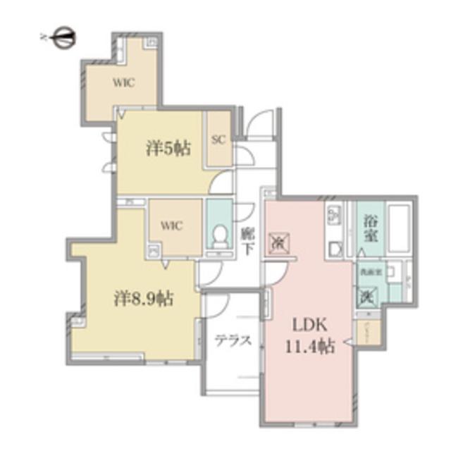 レジェンス元住吉(2LDK/1階)の間取り写真