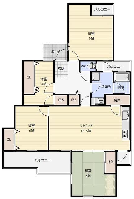 プレステージ新千里西町2号棟(4LDK/4階)の間取り写真