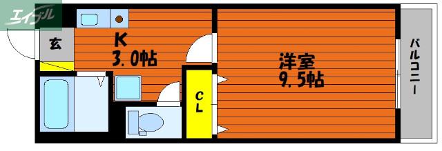 PALAZZOWAKO(1K/2階)の間取り写真