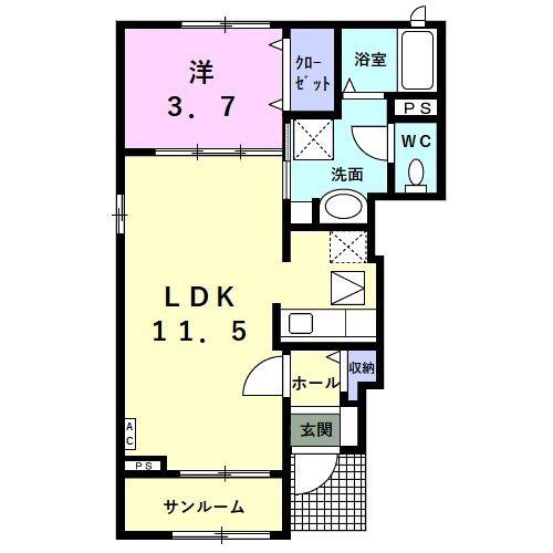 ニコニコヒルズ(1LDK/1階)の間取り写真