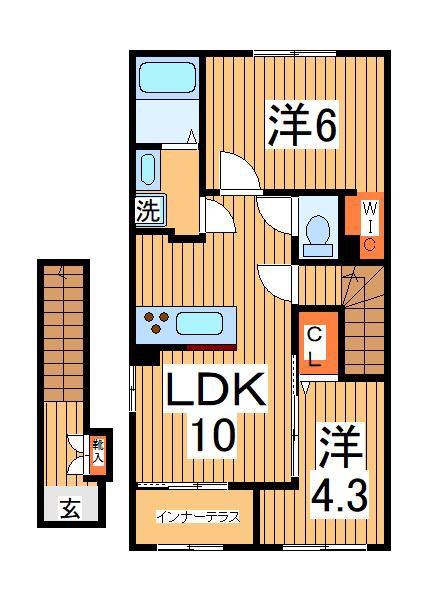 グリーンビレッジⅦ(2LDK/2階)の間取り写真