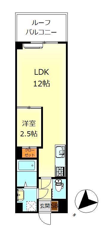 JJリバーサイド三条(1LDK/2階)の間取り写真