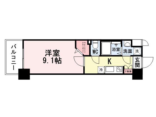 GRAND CHARIOT三萩野 (1K/11階)の間取り写真