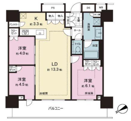 ザ・タワー十条(3LDK/33階)の間取り写真