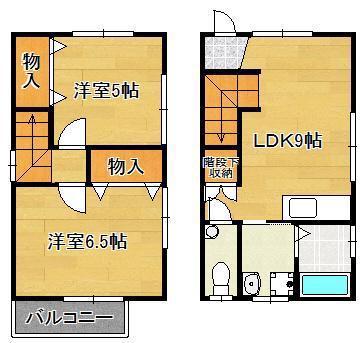 メゾン三好(2LDK/1階)の間取り写真