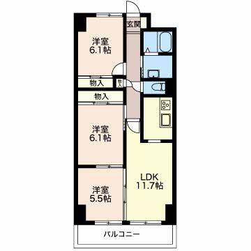 レジデンス鈴木(3LDK/5階)の間取り写真