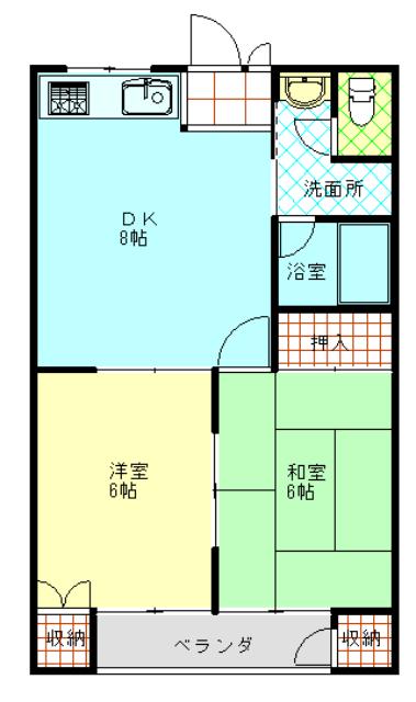コーポ穴沢(2DK/1階)の間取り写真