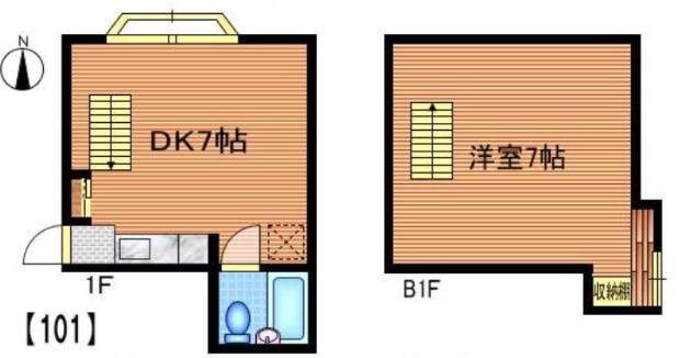 成城グリーンテラス(1DK/B1階)の間取り写真