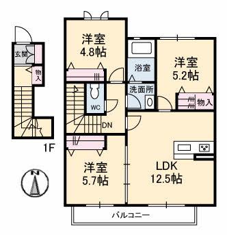 シャーメゾン ラ・フレーズ(3LDK/2階)の間取り写真