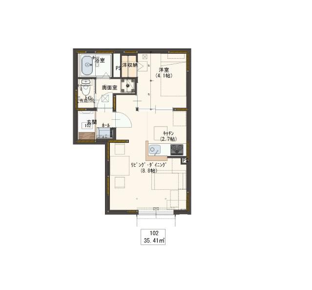 CASA FELIE(1LDK/1階)の間取り写真