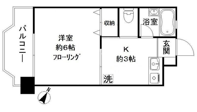 グランドパレス西千葉(1K/2階)の間取り写真