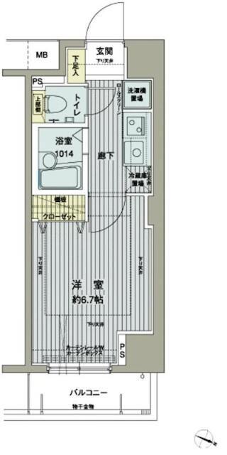 メインステージ西新宿(1K/10階)の間取り写真