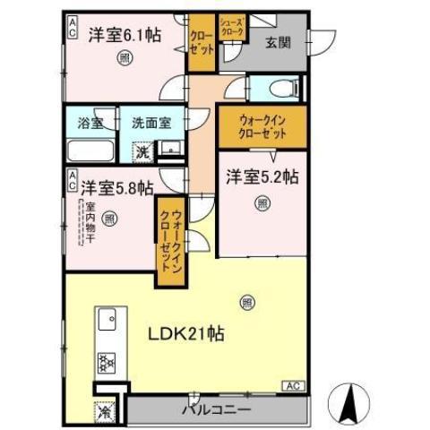 クインス ビル(3LDK/3階)の間取り写真
