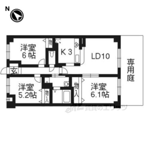 プリマヴェーラ桃山(3LDK/1階)の間取り写真