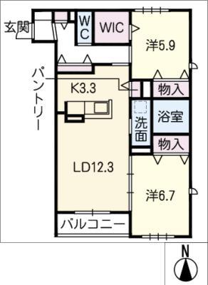 MAISON KJ(2LDK/1階)の間取り写真