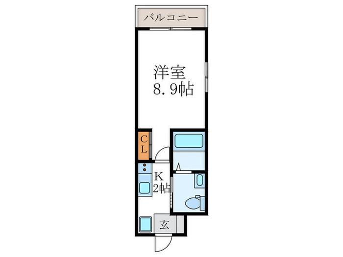 シエルコート紫野II(1K/2階)の間取り写真
