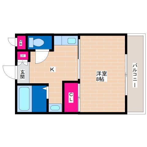 キンキ北ハイツ(1K/4階)の間取り写真