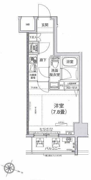 アイル赤羽サウス(1K/4階)の間取り写真