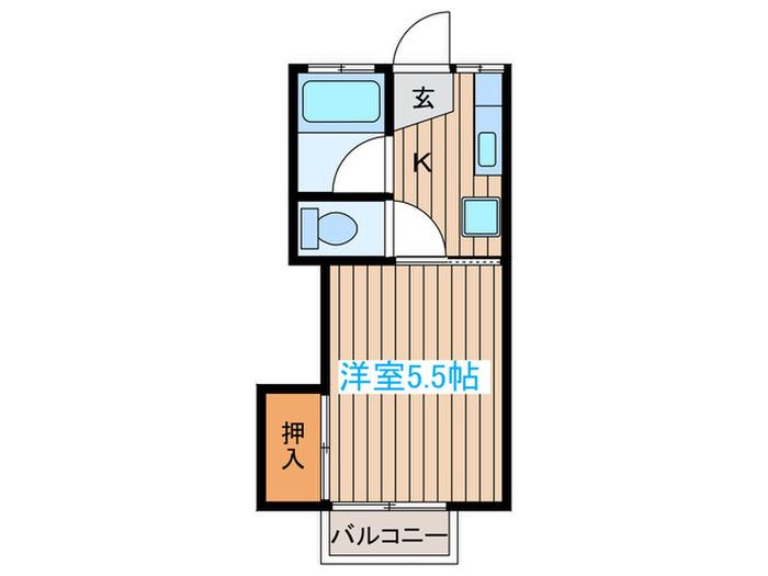 フォーオール七北田(1K/2階)の間取り写真