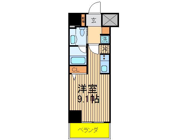 カスタリア用賀(ワンルーム/1階)の間取り写真