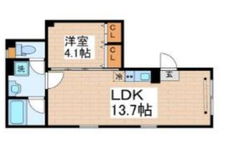 SKY RESIDENCE 新御徒町(1LDK/3階)の間取り写真